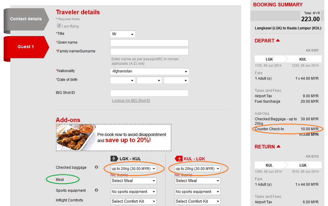 airasia manage booking add baggage